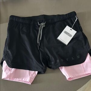 Men’s  Black and Pink Battle Shorts